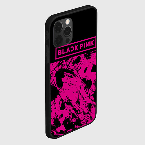 Чехол iPhone 12 Pro Max Black pink - emblem - pattern - music / 3D-Черный – фото 2