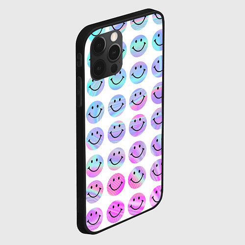 Чехол iPhone 12 Pro Max Smiley holographic / 3D-Черный – фото 2