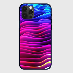 Чехол для iPhone 12 Pro Max Синие фиолетовые волны, цвет: 3D-черный