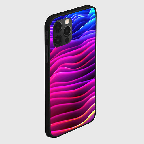 Чехол iPhone 12 Pro Max Синие фиолетовые волны / 3D-Черный – фото 2