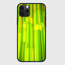 Чехол для iPhone 12 Pro Max Зеленые неоновые полосы, цвет: 3D-черный