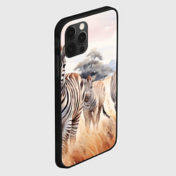 Чехол для iPhone 12 Pro Max Зебры акварель, цвет: 3D-черный — фото 2