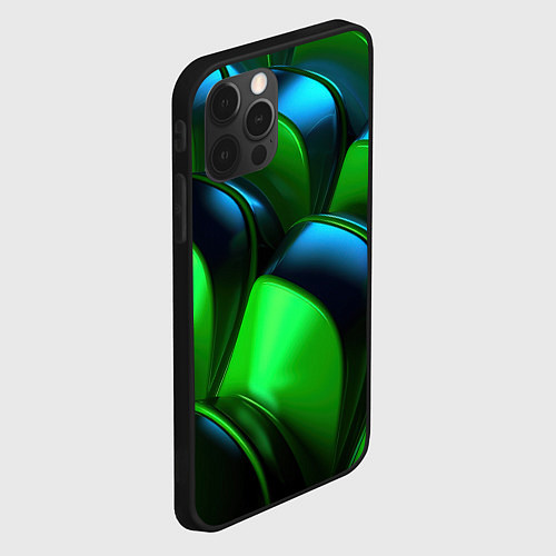 Чехол iPhone 12 Pro Max Зеленые абстрактные элементы / 3D-Черный – фото 2