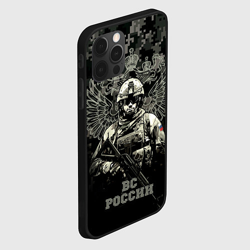 Чехол iPhone 12 Pro Max ВС России Спецназ штурмовик / 3D-Черный – фото 2