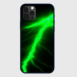 Чехол для iPhone 12 Pro Max Зеленый разряд молнии, цвет: 3D-черный