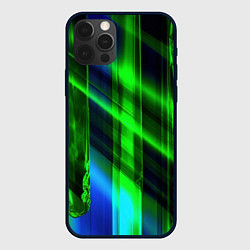 Чехол для iPhone 12 Pro Max Зеленая зеркальная абстракция, цвет: 3D-черный