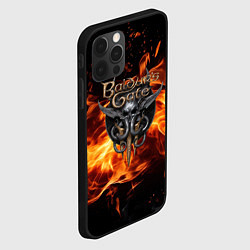 Чехол для iPhone 12 Pro Max Baldurs Gate 3 fire logo, цвет: 3D-черный — фото 2