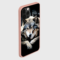 Чехол для iPhone 12 Pro Max Волки - молодая семья, цвет: 3D-светло-розовый — фото 2