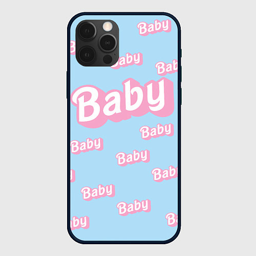 Чехол iPhone 12 Pro Max Baby - Barbie style: blue pattern / 3D-Черный – фото 1