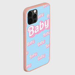 Чехол для iPhone 12 Pro Max Baby - Barbie style: blue pattern, цвет: 3D-светло-розовый — фото 2