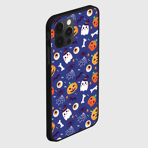Чехол iPhone 12 Pro Max Хэллоуин - узор / 3D-Черный – фото 2