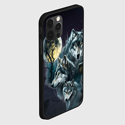 Чехол для iPhone 12 Pro Max Вольчья стая и луна, цвет: 3D-черный — фото 2