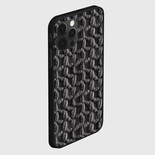 Чехол iPhone 12 Pro Max Вязанный стиль текстура / 3D-Черный – фото 2