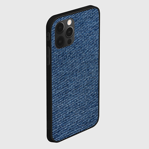 Чехол iPhone 12 Pro Max Текстура джинсы / 3D-Черный – фото 2