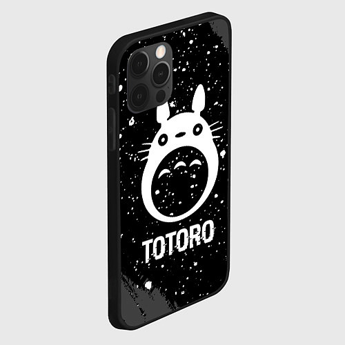 Чехол iPhone 12 Pro Max Totoro glitch на темном фоне / 3D-Черный – фото 2