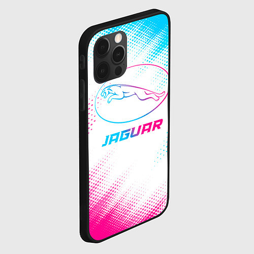 Чехол iPhone 12 Pro Max Jaguar neon gradient style / 3D-Черный – фото 2