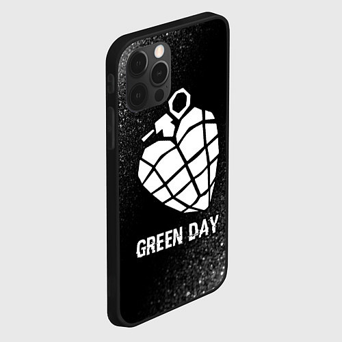 Чехол iPhone 12 Pro Max Green Day glitch на темном фоне / 3D-Черный – фото 2