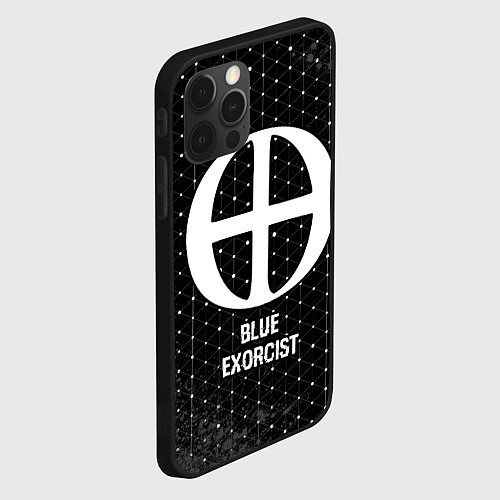 Чехол iPhone 12 Pro Max Blue Exorcist glitch на темном фоне / 3D-Черный – фото 2