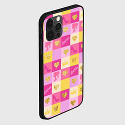 Чехол для iPhone 12 Pro Max Барби: желтые и розовые квадраты паттерн, цвет: 3D-черный — фото 2