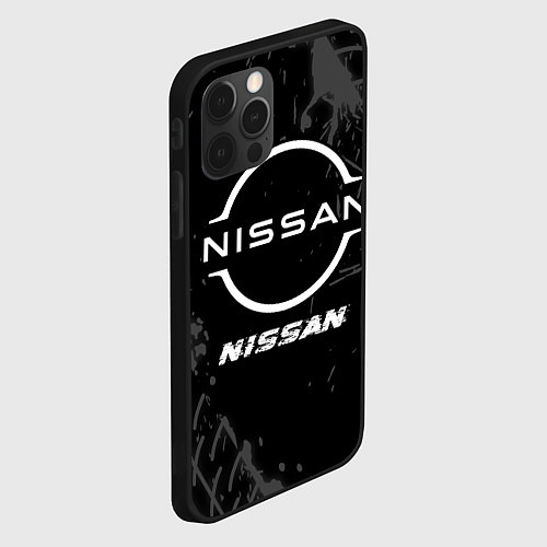 Чехол iPhone 12 Pro Max Nissan speed на темном фоне со следами шин / 3D-Черный – фото 2