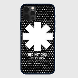 Чехол для iPhone 12 Pro Max Red Hot Chili Peppers glitch на темном фоне, цвет: 3D-черный