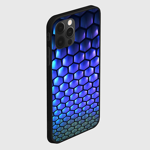 Чехол iPhone 12 Pro Max Цветные соты - объемная абстракция / 3D-Черный – фото 2