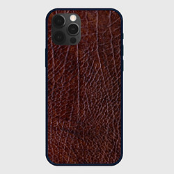 Чехол для iPhone 12 Pro Max Текстура коричневой кожи, цвет: 3D-черный