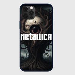 Чехол для iPhone 12 Pro Max Металлика на фоне одноглазого рок монстра, цвет: 3D-черный