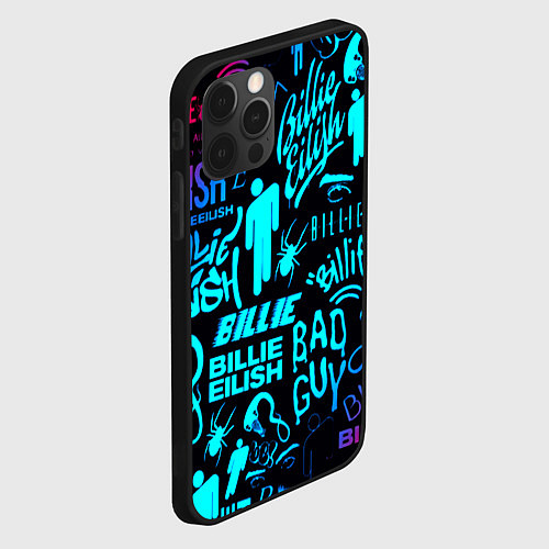 Чехол iPhone 12 Pro Max Billie Eilish neon pattern / 3D-Черный – фото 2