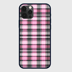 Чехол для iPhone 12 Pro Max Розовая клетка, цвет: 3D-черный