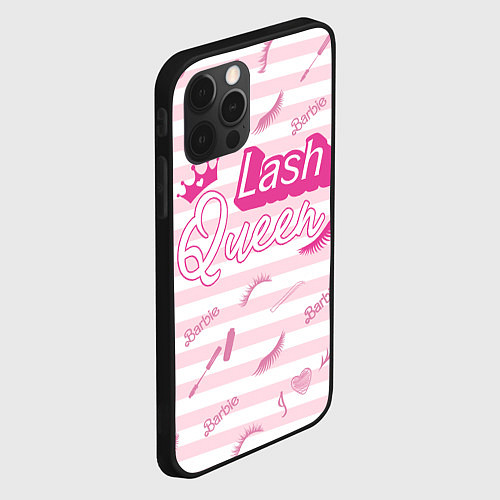 Чехол iPhone 12 Pro Max Lash queen - pink Barbie pattern / 3D-Черный – фото 2