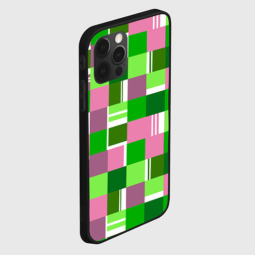 Чехол iPhone 12 Pro Max Ретро квадраты ванильные / 3D-Черный – фото 2