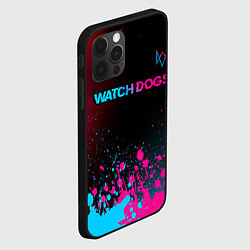 Чехол для iPhone 12 Pro Max Watch Dogs - neon gradient: символ сверху, цвет: 3D-черный — фото 2