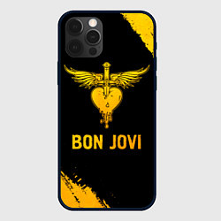 Чехол для iPhone 12 Pro Max Bon Jovi - gold gradient, цвет: 3D-черный