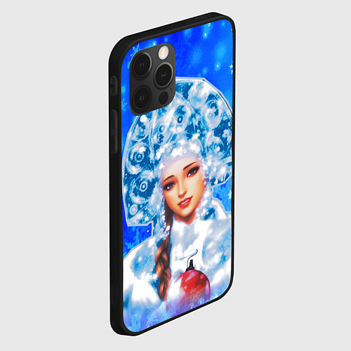 Чехол iPhone 12 Pro Max Красивая русская снегурочка / 3D-Черный – фото 2