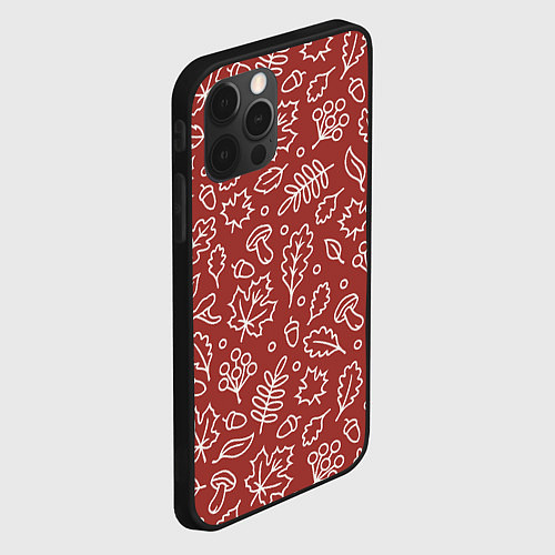 Чехол iPhone 12 Pro Max Осень - бордовый 2 / 3D-Черный – фото 2
