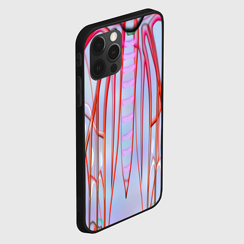Чехол iPhone 12 Pro Max Розовые прожилки / 3D-Черный – фото 2
