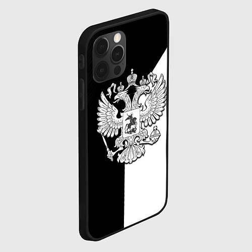 Чехол iPhone 12 Pro Max Спортивная геометрия герб россии / 3D-Черный – фото 2