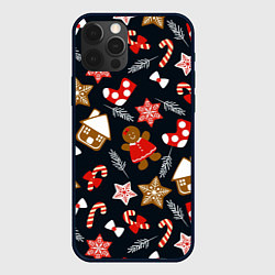 Чехол iPhone 12 Pro Max Рождественские пряники - праздничный паттерн