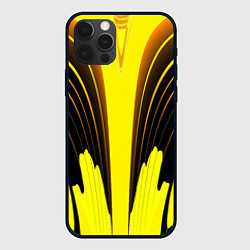 Чехол для iPhone 12 Pro Max Черно-желтые мотивы, цвет: 3D-черный