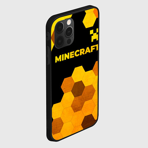 Чехол iPhone 12 Pro Max Minecraft - gold gradient: символ сверху / 3D-Черный – фото 2