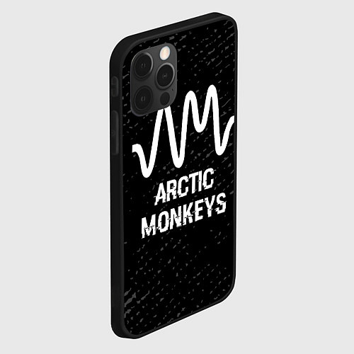 Чехол iPhone 12 Pro Max Arctic Monkeys glitch на темном фоне / 3D-Черный – фото 2