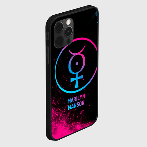 Чехол iPhone 12 Pro Max Marilyn Manson - neon gradient / 3D-Черный – фото 2