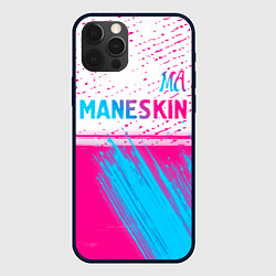 Чехол для iPhone 12 Pro Max Maneskin neon gradient style: символ сверху, цвет: 3D-черный
