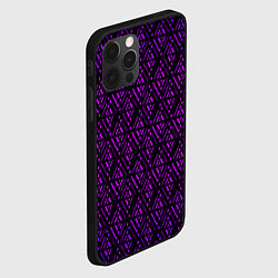 Чехол для iPhone 12 Pro Max Фиолетовые ромбы на чёрном фоне, цвет: 3D-черный — фото 2