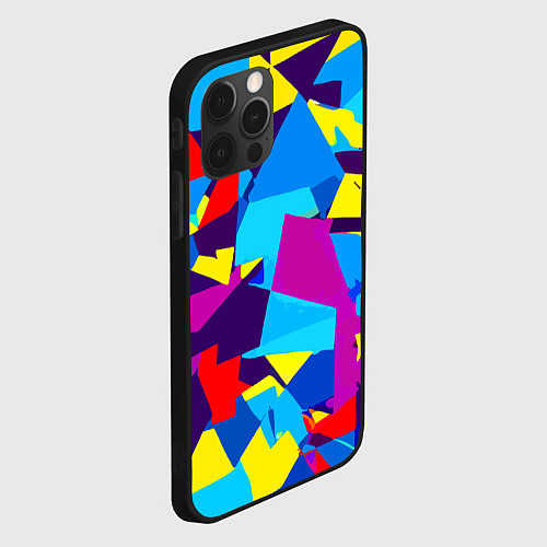 Чехол iPhone 12 Pro Max Полигональная композиция - поп-арт - нейросеть / 3D-Черный – фото 2