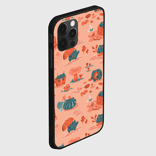 Чехол iPhone 12 Pro Max Осенние лягушки / 3D-Черный – фото 2