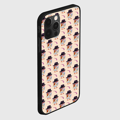 Чехол iPhone 12 Pro Max Петушок и веточка ягод / 3D-Черный – фото 2