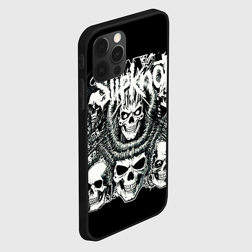 Чехол iPhone 12 Pro Max Slipknot и черепушки / 3D-Черный – фото 2