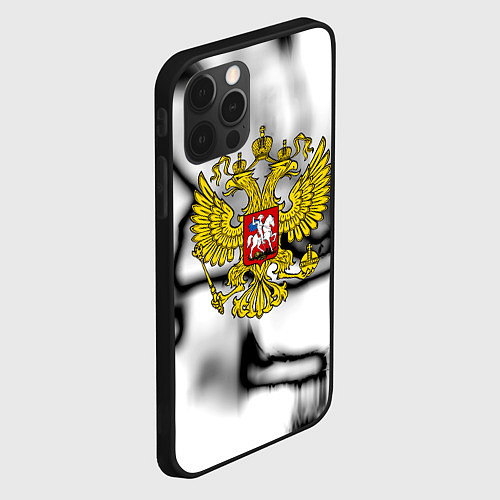 Чехол iPhone 12 Pro Max Герб РФ черно белый / 3D-Черный – фото 2